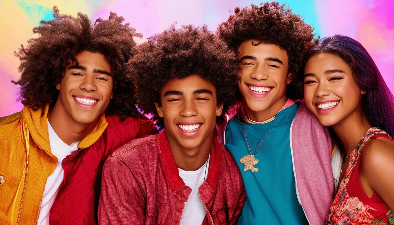 A vibrant group photo of the cast members of High
